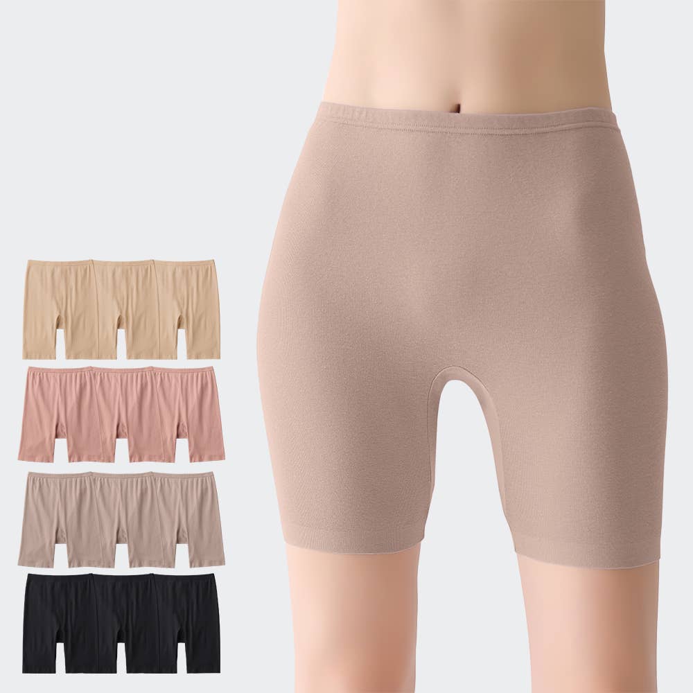 【ネット限定お得3枚セット】綿100%シームレス 3分丈ボトムス